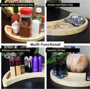 Natural <b>Wooden</b> Tray Large Moon Shaped Tray Crystal Holder Jewelry Plate Essential Oil Dish Crystal Display <b>Small</b> Trays supplier - Product Image 6