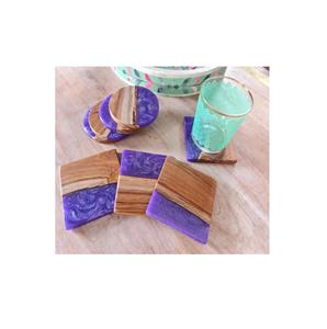 Posavasos de piedra de madera y resina, posavasos de forma cuadrada, posavasos de resina de madera para uso en restaurantes, gran oferta - Product Image 5