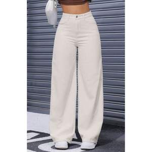 Jean en denim stretch crème à jambe large, design personnalisé, vente en gros, style urbain tendance, coupe ample, taille 26-40 OSCA - Product Image 1