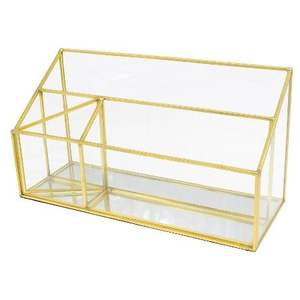 Boîte à bijoux élégante en métal et en verre, organisateur de présentation décoratif pour la maison, verrouillage sécurisé, anti-poussière, rangement pour collection de bijoux - Product Image 1