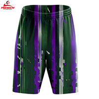 Shorts de basket sublimés pour hommes, motif géométrique violet, séchage rapide, taille élastique, shorts de sport décontractés