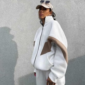 Meilleur service OEM Ensembles sweat à capuche avec logo personnalisé et fermeture éclair de couleur contrastée pour femmes Vêtements décontractés Ensemble de pantalons deux pièces Pantalons de survêtement Survêtements - Product Image 6