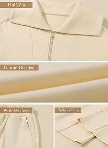 Ensemble de survêtement pour femmes, deux pièces, uni, demi-zip, imperméable, respirant, écologique, sweat-shirt, survêtement, MS-JG-1205 - Product Image 3