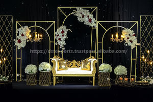 Décoration murale de scène de mariage moderne et élégante, cadre léger personnalisé de style Moghul, toile de fond de réception de luxe - Product Image 2