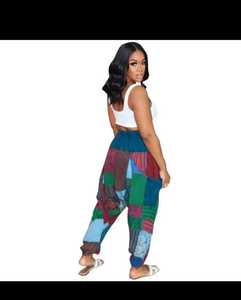 Pantalon sarouel unisexe tendance de style afghan à la mode, respirant, taille moyenne, imprimé multicolore, fermeture élastique - Product Image 3