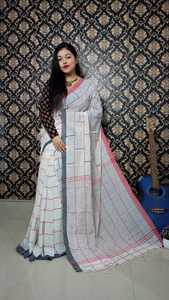 Saree Khadi fabriquée à la main en bloc jaune imprimé confortable et élégant Saree en pur coton Khadi pour femme - Product Image 6