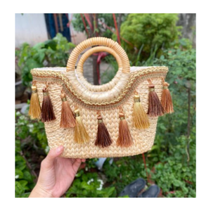 กระเป๋าโท้ทผักตบชวาที่มีสไตล์และเป็นมิตรกับสิ่งแวดล้อมผ้าทอมือสำหรับการเดินทางเที่ยวชายหาดและแฟชั่นลำลอง - Product Image 1