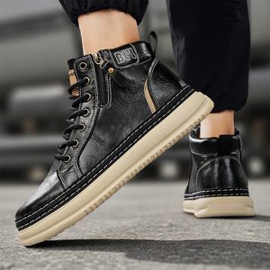 Botas de Senderismo Midi Cómodas de Cuero Genuino Antideslizantes y Resistentes al Desgaste para Hombre, para Todas las Estaciones, Trabajo, Senderismo al Aire Libre - Product Image 5