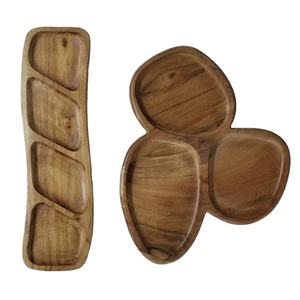 Plateaux de service en bois naturel avec plateau de service alimentaire pour café, boisson et Dessert de lameterartz - Product Image 1