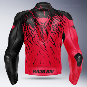Chaqueta de Motociclista de Cuero de Vaca/Canguro Perforado Estilo Criatura Roja para Hombre, Chaqueta de Carreras con Protección de Nivel 2 CE - Product Image 2
