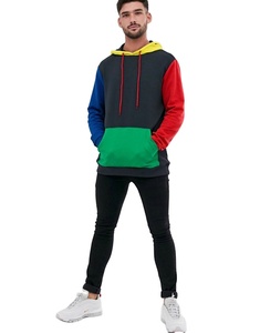 Sweat à capuche en molleton de coton pour homme, style streetwear hiver, color block, broderie personnalisée, impression numérique, personnalisable, écologique - Product Image 1