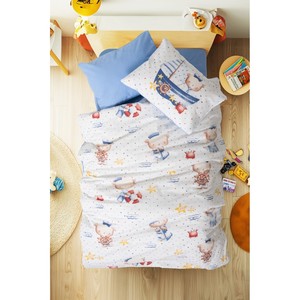 Juego de Ropa de Cama para Bebé Estilo Clásico Azul Marino, 100% Algodón, Edredón y Sábana, Técnicas de Tejido Marino, Apto para Dormir al Bebé - Product Image 1