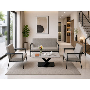 Juego de Sofás Cuadrados Chesterfield de Lujo Ligero CBSF68052, Sofá de Dos Plazas Tapizado en Piel Sintética para Muebles del Hogar - Product Image 3