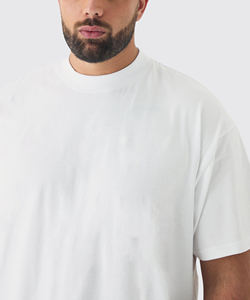 Custom Logo 100% cotton Heavyweight 300GSM Drop Shoulder <b>Short</b>-<b>sleeved</b> solid <b>white</b> colour Oversized hip hop men's t-<b>shirts</b> - Product Image 5