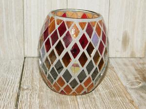 Portavelas de Mosaico de Vidrio Craquelado Hecho a Mano, Portavelas de Mosaico para Velas Votivas, Huracanes de Mosaico para Decoración de Bodas - Product Image 3