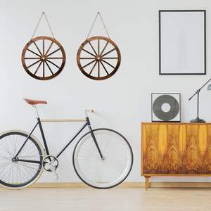 2 uds. Decoración de rueda de vagón decoraciones de fiesta de vaquero occidental de madera decoración de rueda de carro rústica Vintage (Brown12 pulgadas) - Product Image 6