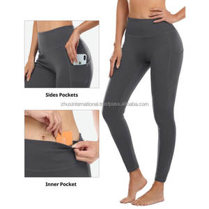 Buttery Soft High Waist Yoga Leggings for Women Stretch <b>Tummy</b> <b>Control</b> Running Tights with Side Pockets High Quality - Product Image 3