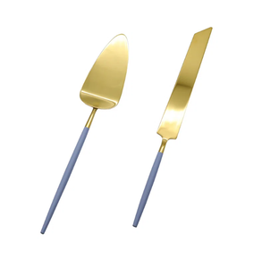 ชุดมีดตัดและเสิร์ฟเค้กทำจากโลหะสแตนเลสอุปกรณ์สำหรับงานแต่งงานที่ร่มสีฟ้าใหม่ล่าสุด - Product Image 1