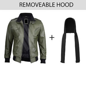 Veste en cuir véritable pour homme, coupe-vent, en toile, best-seller, tendance actuelle, style dernier cri, décoration de poche - Product Image 4