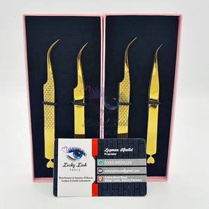 Pince à épiler d'extension de cils en or plasma avec étiquette personnalisée pince à épiler en acier inoxydable à 45 degrés avec queue de cœur à prise lisse en diamant grande quantité - Product Image 5