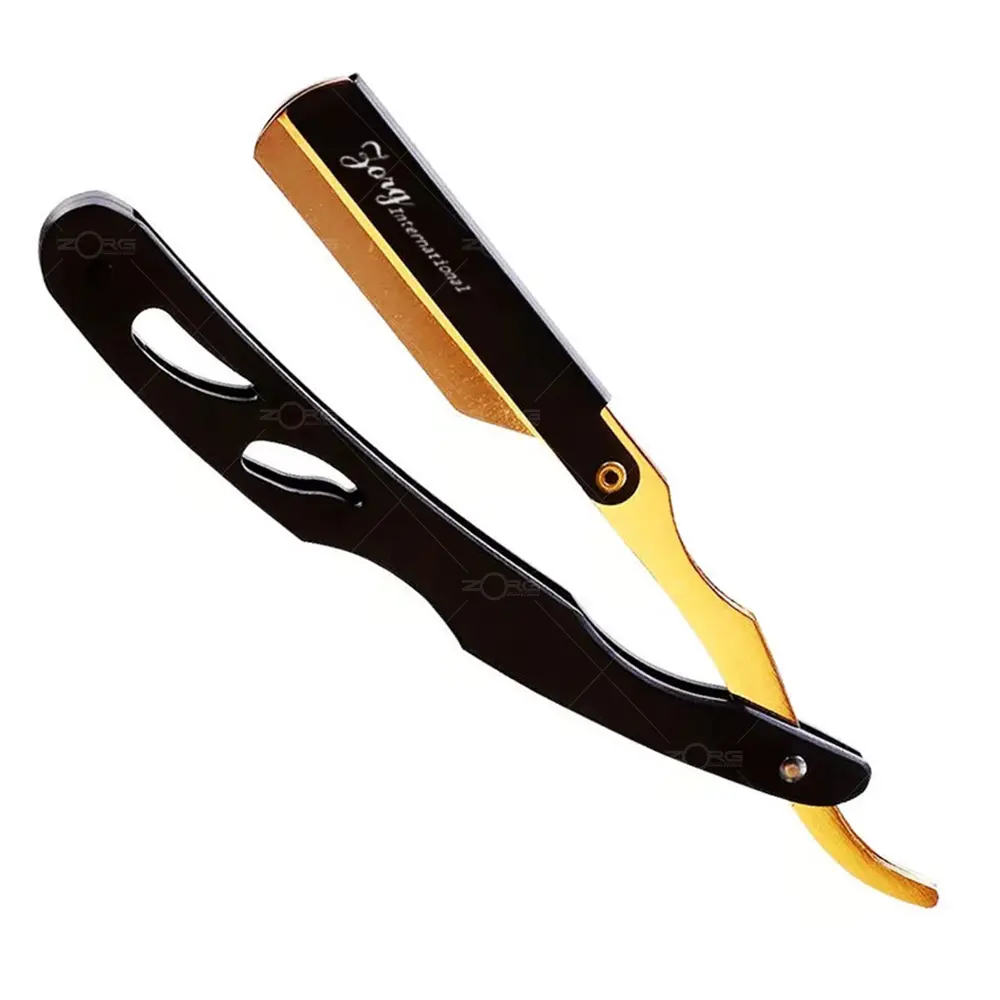 Straight Razor Black Gold Metal Barber Slide Salon Manual Shaver Double Edge Blade Razor Kit Manufactured By Zorg International