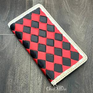 Portefeuille long en cuir véritable à carreaux de qualité supérieure, dernier cri, luxe, RFID, unisexe, style occidental, porte-cartes, pochette - Product Image 1