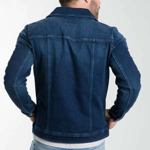 Veste en jean d'hiver pour homme, nouvelle conception, boutonnée, manches longues, couleur bleu foncé, style streetwear, veste chaude d'hiver pour homme - Product Image 3