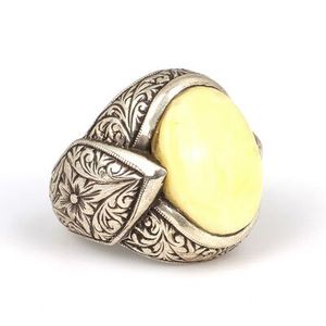 <b>925</b> Sterling <b>Silver</b> Men's <b>Ring</b> with Ivory Oval Natural Stone Geometric Bezel Setting Handcrafted for Everyday Wear-IGI Certified - Product Image 1