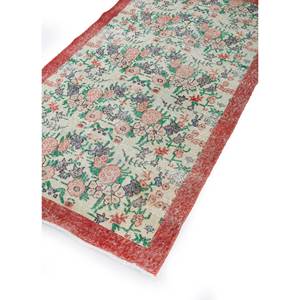 Alfombras de Lana Anudadas a Mano de Estilo Boho Vintage con Diseño Floral y Abstracto, Rectangulares en Rojo y Naranja para el Hogar, para Sala de Estar o Dormitorio-Pae-3278 - Product Image 2