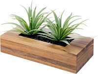 Tanaman rumput buatan, Pot bunga & penanam taman persegi panjang, dekorasi Pot bunga kayu Acacia dalam ruangan dekoratif