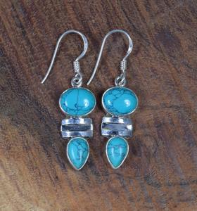 Boho Style classique boucles d'oreilles bijoux pour femmes bijoux en argent 925 argent Sterling Turquoise pierres précieuses boucles d'oreilles faites à la main cadeau pour - Product Image 3