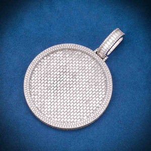Hip Hop Hommes Bling Glacé Moissanite Baguette Cercle Pendentif avec VVS Argent 925 Diamant Testeur Personnalisable Mode Pendentifs - Product Image 2