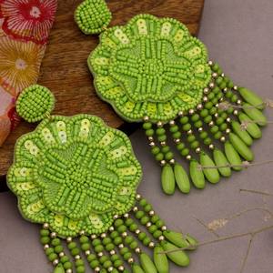 Embroidery Earrings Mixed <b>color</b> <b>bead</b> set Custom Multi-Beaded Earrings Women Festive Party Jewelry At Best Price Beaded Earrings - Product Image 4