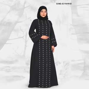 Abaya pour femmes en tissu Nida, broderie linéaire de qualité supérieure, écologique, vintage |   Robe de soirée longue et élégante - Product Image 4