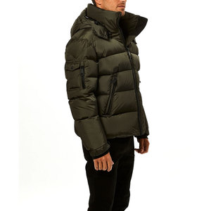 Veste matelassée unie de style streetwear pour homme, 100% haute qualité, logo personnalisé imprimé, imperméable, col montant - Product Image 6