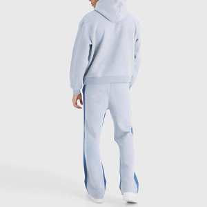 Chándales de algodón de alta calidad personalizados, pantalones de chándal acampanados de felpa francesa y Sudadera con capucha, conjunto de chándal de lavado ácido para hombre - Product Image 2