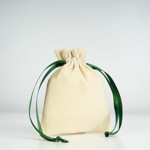 Velvet Rose <b>Drawstring</b> <b>Pouch</b> Green Ribbon 4 5 (10 13 Cm) Screen Printed Recyclable Embroidered for Gemstones Necklaces - Product Image 3