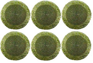 High Quality Handcrafted Round Purple Beaded <b>Jute</b> Coaster <b>Placemat</b> Pad for Tea Cup Placement Home Dining stone coasters - Product Image 6