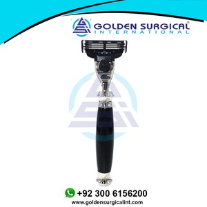 Maquinilla de Afeitar Clásica para Hombre, Depiladora, Mango de Resina Acrílica Negra con Cuchilla de 3 Capas - Product Image 5