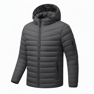Chaqueta Acolchada con Capucha Premium para Hombre, de Grafito, Lisa, Ligera, Aislante, Cortavientos, Transpirable, Ropa de Invierno de Alta Gama - Product Image 1