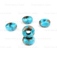 Perles de pierres précieuses en quartz turquoise naturel poli brillant, forme rondelle, lisses, bleu doré, 14x8mm, certifiées par un tiers pour la bijouterie