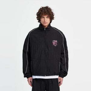 Veste de survêtement pour homme noir, design élégant avec coupe réglable, passepoil blanc, broderie 3D et matériel durable - Product Image 3