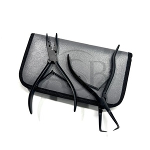 Kit de pinces de retrait d'applicateur de micro perles professionnel outils d'extension de cheveux en acier inoxydable noir mat durable - Product Image 5