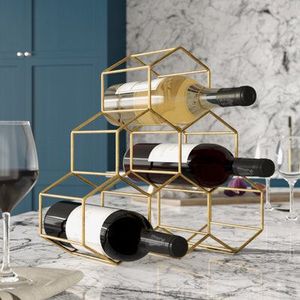Estante de vino geométrico moderno de alta calidad con acabado de recubrimiento en polvo soporte para botella de vino soporte para estante de vino de barra de herramientas Metal DE LA India - Product Image 4