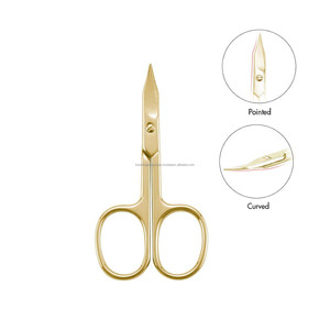 Best Price Titanium Gold Curved Blade Sharp Tip Stainless Steel Cuticle & Nail Arrow Point Scissors Private Label Custom - Product Image 3