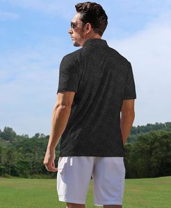 เสื้อโปโลแขนสั้นพิมพ์ลายสำหรับผู้ชาย, เสื้อโปโลแห้งเร็วระบายอากาศได้ดีผ้าถักลายทางสำหรับฤดูร้อน - Product Image 3