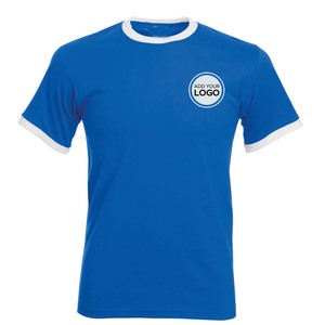 Camisetas Ringer con logo personalizado para hombre, camiseta con contraste, camiseta Ringer con dobladillos y cuello, camiseta de algodón. - Product Image 1