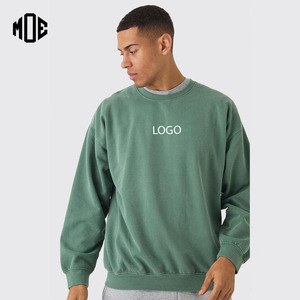 Nuevas sudaderas de cuello redondo con logotipo personalizado de gran tamaño, transpirables, pesadas, 350GSM, hombros caídos, deportes, 100% sudaderas con capucha de algodón para hombres - Product Image 1