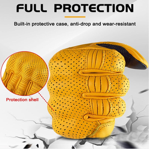 Guantes de Carreras de Cuero para Dedos Completos, Compatibles con Pantalla Táctil, Unisex, para Actividades al Aire Libre, Amarillos - Product Image 5