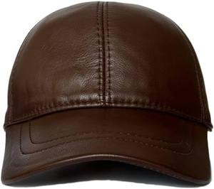 PU Leather Unisex Leather Baseball <b>Cap</b>, <b>Men</b> Adjustable Winter OutdoorBaseball Snapback Blank Solid <b>Black</b> Leather Classic <b>Caps</b> - Product Image 1